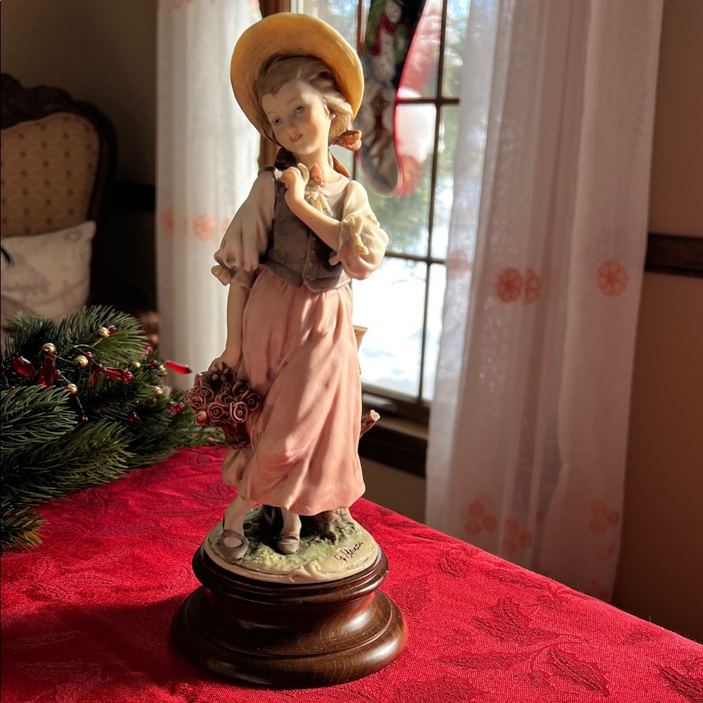 Giuseppe Armani 1982 Florence Capodimonte Girl with basket of flowers.